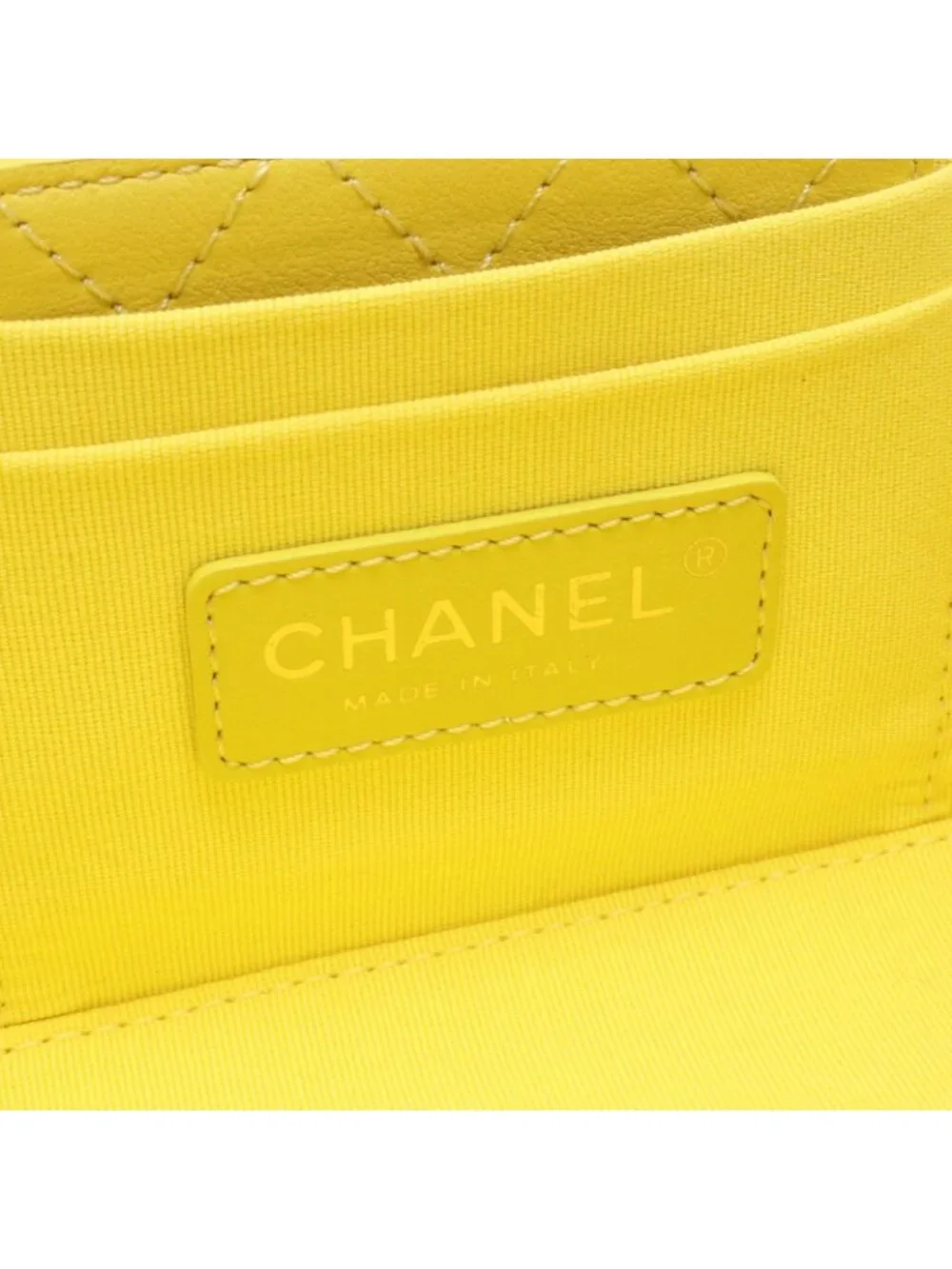 Chanel Shoulder Bag Quilted Yellow Leather Small Vanity 2-Way Chain
